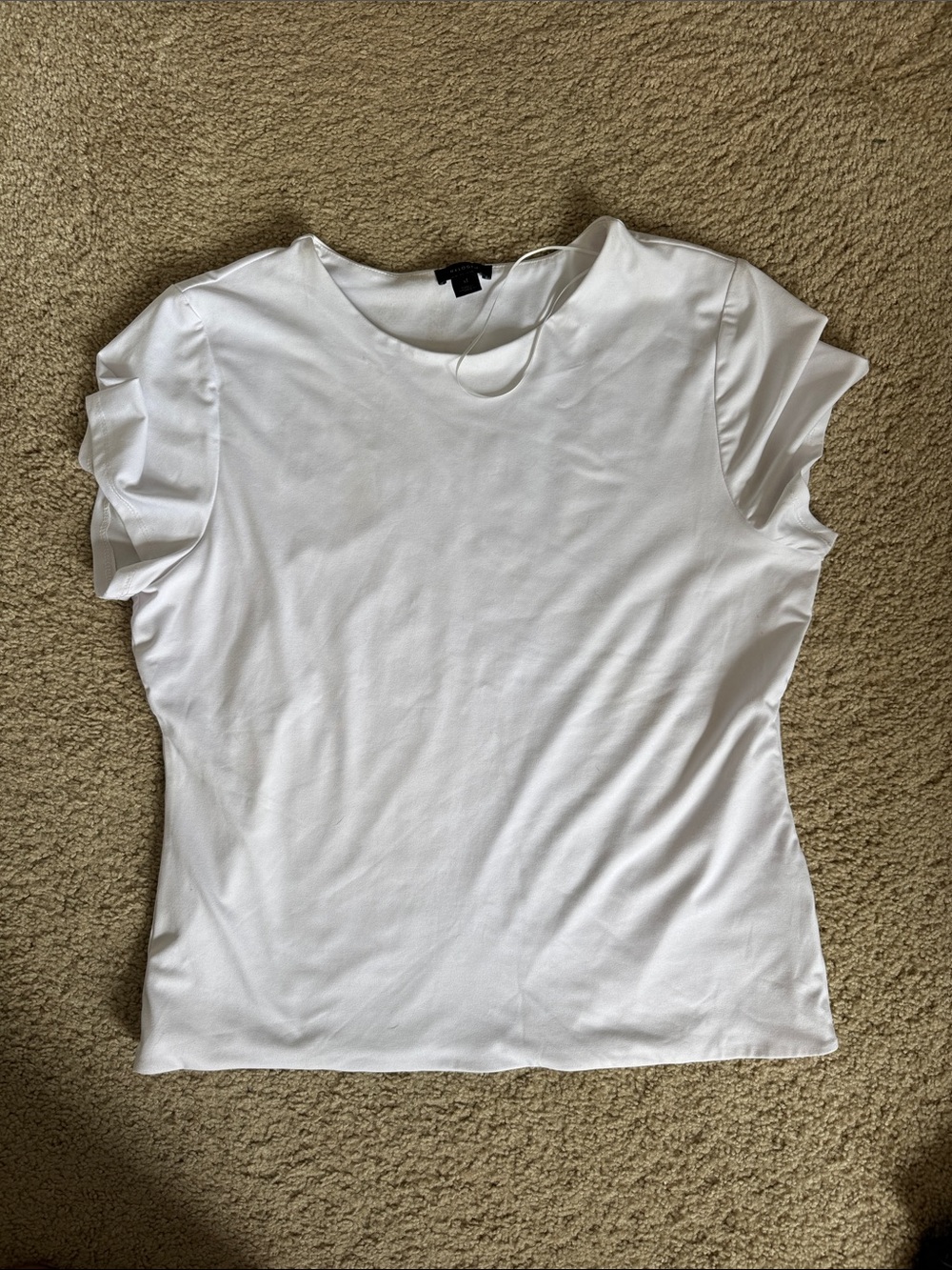Halogen White Short Sleeve Ruffle-Sleeve Tee